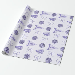 Cheer Camp Purple Cheerleadering Pompom Birthday  Wrapping Paper