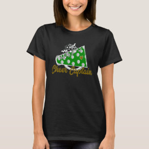 Cheer Captain Green Megaphone Heart Flower Accent T-Shirt