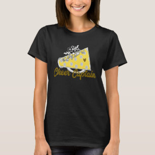 Cheer Captain Yellow Megaphone Heart Flower Accen T-Shirt