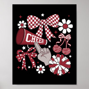 Cheer Checkered Coquette Bow Cheerleading Footll G Poster