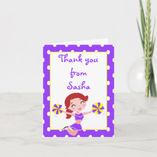 Cheer Cheerleader Birthday Thank You Note Card