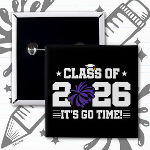 Cheer Cheerleader Graduation Class of 2026 Senior 15 Cm Square Badge