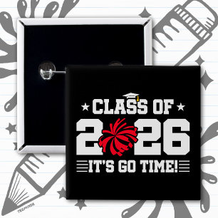 Cheer Cheerleader Graduation Class of 2026 Senior 15 Cm Square Badge