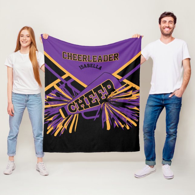 Cheer Cheerleader - Purple, Gold & Black Fleece Blanket (In Situ)