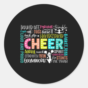 Cheer Cheerleader Sport Team Funny Cheerleading Wo Classic Round Sticker