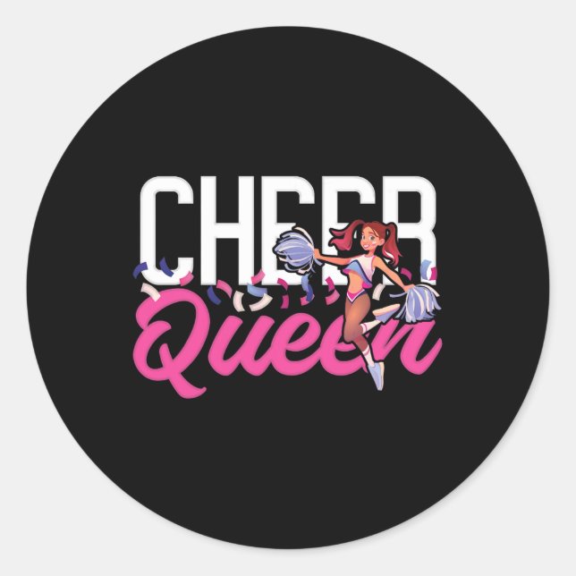 Cheer Cheerleading Cheer Queen  Classic Round Sticker (Front)