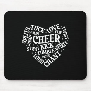 Cheer Cheerleading Heart Word Cloud Tuck Love Spli Mouse Mat