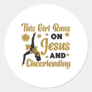 Cheer Cheerleading Jesus Faith Christian This Girl Classic Round Sticker