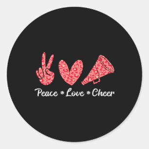 Cheer Cheerleading Peace Love Cheer Classic Round Sticker