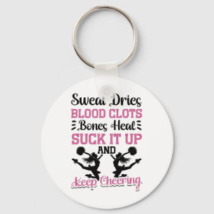 Cheer Cheerleading Sweat Dries Blood Clots Bones H Key Ring