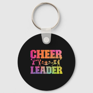 Cheer Cheerleading Watercolor Rainbow Cheer Leader Key Ring