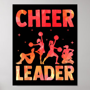 Cheer Cheerleading Watercolor Rainbow Cheer Leader Poster