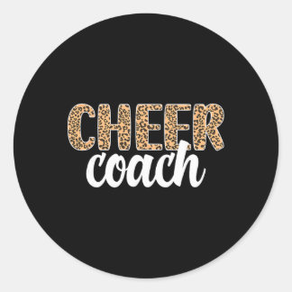 Cheer Coach Leopard Cheerleading Coach  Classic Round Sticker