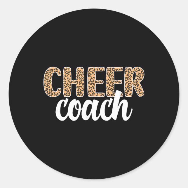 Cheer Coach Leopard Cheerleading Coach  Classic Round Sticker (Front)