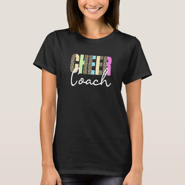 Cheer Coach Leopard Cheerleading Cute Cheer Coach  T-Shirt (Front)