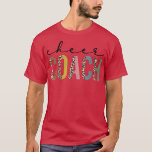 Cheer Coach Leopard Cheerleading Props Cute Cheer  T-Shirt