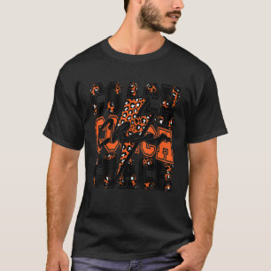 Cheer Coach Lightning Bolt Cheer Leopard Orange Bl T-Shirt