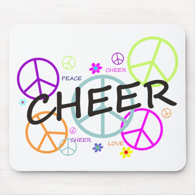 Cheer Coloured Peace Signs Mouse Mat (Front)