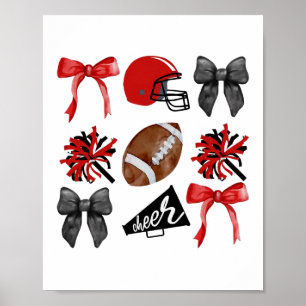 Cheer Coquette Bow American Footll Autumn Thanksgi Poster