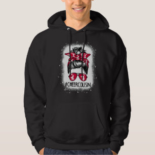 Cheer Cousin Life Messy Bun Cheerleader Bleached M Hoodie