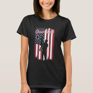 Cheer Dad American Flag Cheerleading Dad Father's T-Shirt