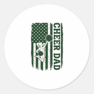 Cheer Dad American Flag Vintage Vector Design_1 Classic Round Sticker