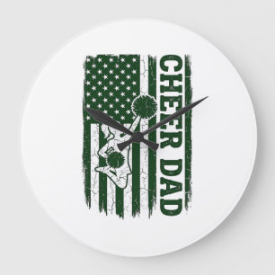 Cheer Dad American Flag Vintage Vector Design_1 Large Clock