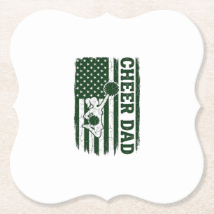 Cheer Dad American Flag Vintage Vector Design_1 Paper Coaster