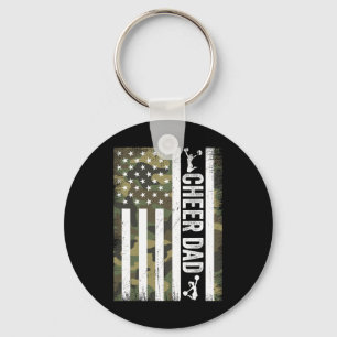 Cheer Dad Camo American Flag Fathers Day Cheerlead Key Ring