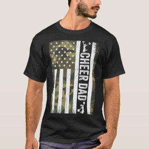 Cheer Dad Camo American Flag Fathers Day Cheerlead T-Shirt