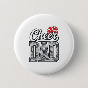 Cheer Dad Camo Pom Vintage Vector Design_1 6 Cm Round Badge
