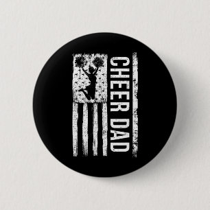 Cheer Dad Cheerleading American Flag Fathers Day C 6 Cm Round Badge