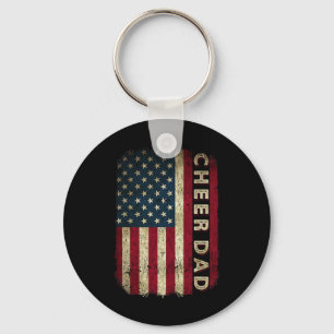Cheer Dad Cheerleading American Flag Fathers Day C Key Ring