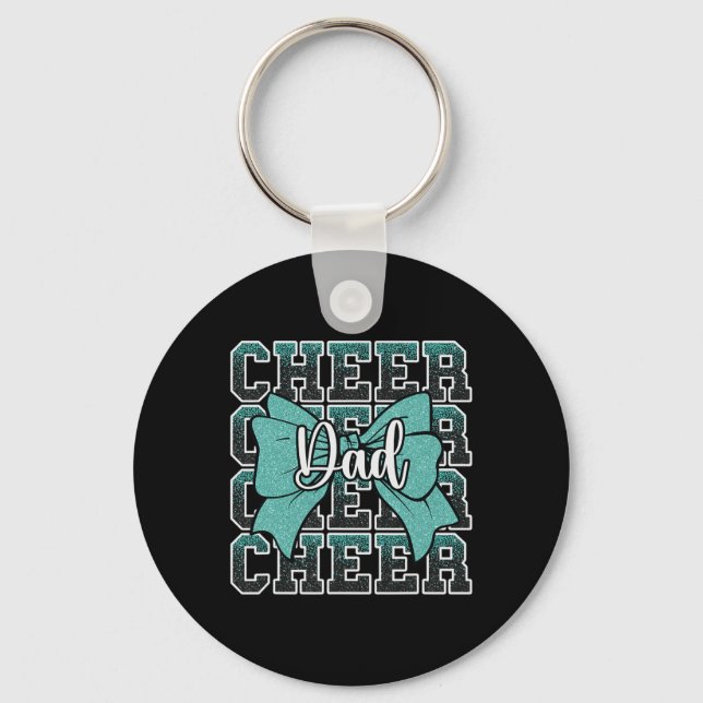 Cheer Dad Daddy Bow Sport Cheerleader Cheerleading Key Ring (Front)