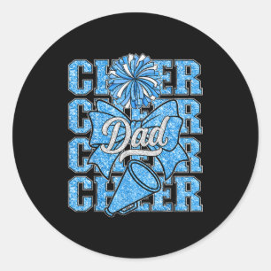 Cheer Dad Daddy Bow Srt Cheerleader Cheerleading B Classic Round Sticker