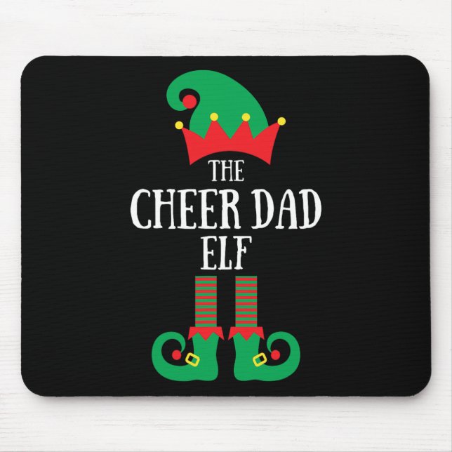 Cheer Dad Elf Christmas Cheerleading Matching Fami Mouse Mat (Front)