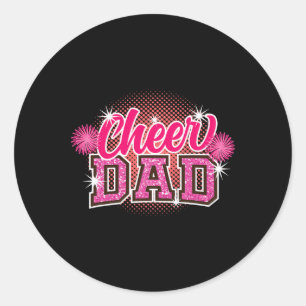 Cheer Dad Father's Day Cheerleader Papa Daddy Chee Classic Round Sticker