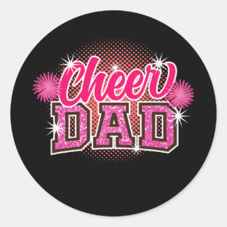 Cheer Dad Father's Day Cheerleader Papa Daddy Classic Round Sticker