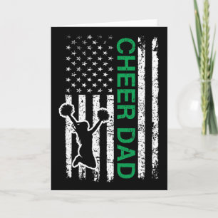 Cheer Dad Flag Green Cheerleading  Card
