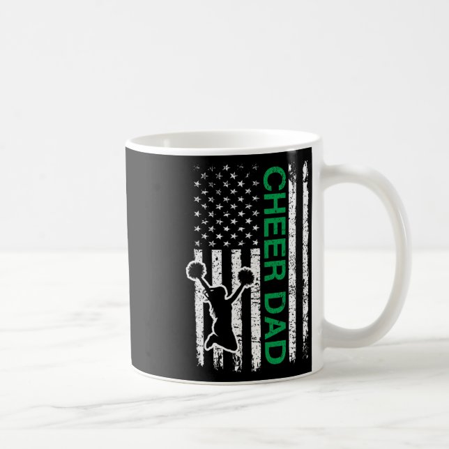 Cheer Dad Flag Green Cheerleading  Coffee Mug (Right)