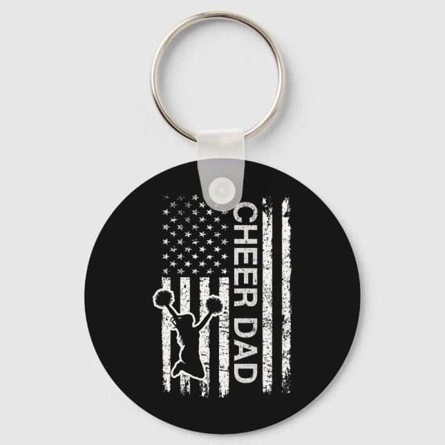 Cheer Dad Flag Royal Blue Cheerleading  Key Ring (Front)