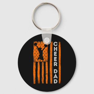 Cheer Dad Orange Cheerleading Flag Key Ring