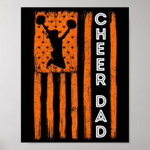 Cheer Dad Orange Cheerleading Flag Poster
