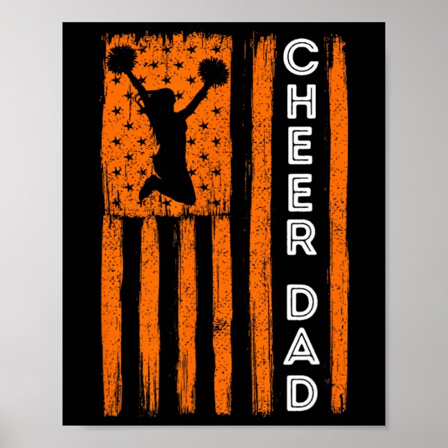 Cheer Dad Orange Cheerleading Flag  Poster (Front)