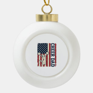 Cheer Dad Patriotic American Flag Vector Shirt Des Ceramic Ball Christmas Ornament