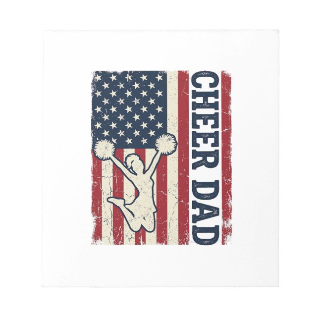 Cheer Dad Patriotic American Flag Vector Shirt Des Notepad (Front)