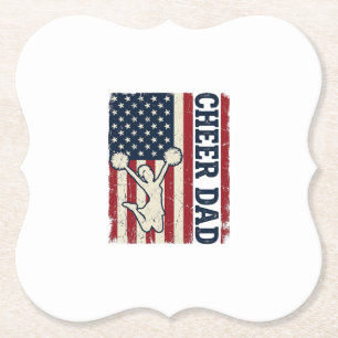 Cheer Dad Patriotic American Flag Vector Shirt Des Paper Coaster