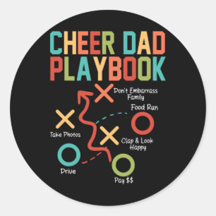 Cheer Dad Playbook Cheerleading Dad Father's Day M Classic Round Sticker