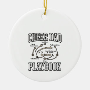 Cheer Dad Playbook Vintage Vector Shirt Design_1 Ceramic Tree Decoration