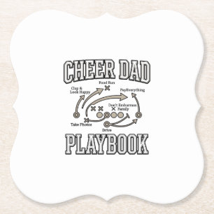 Cheer Dad Playbook Vintage Vector Shirt Design_1 Paper Coaster